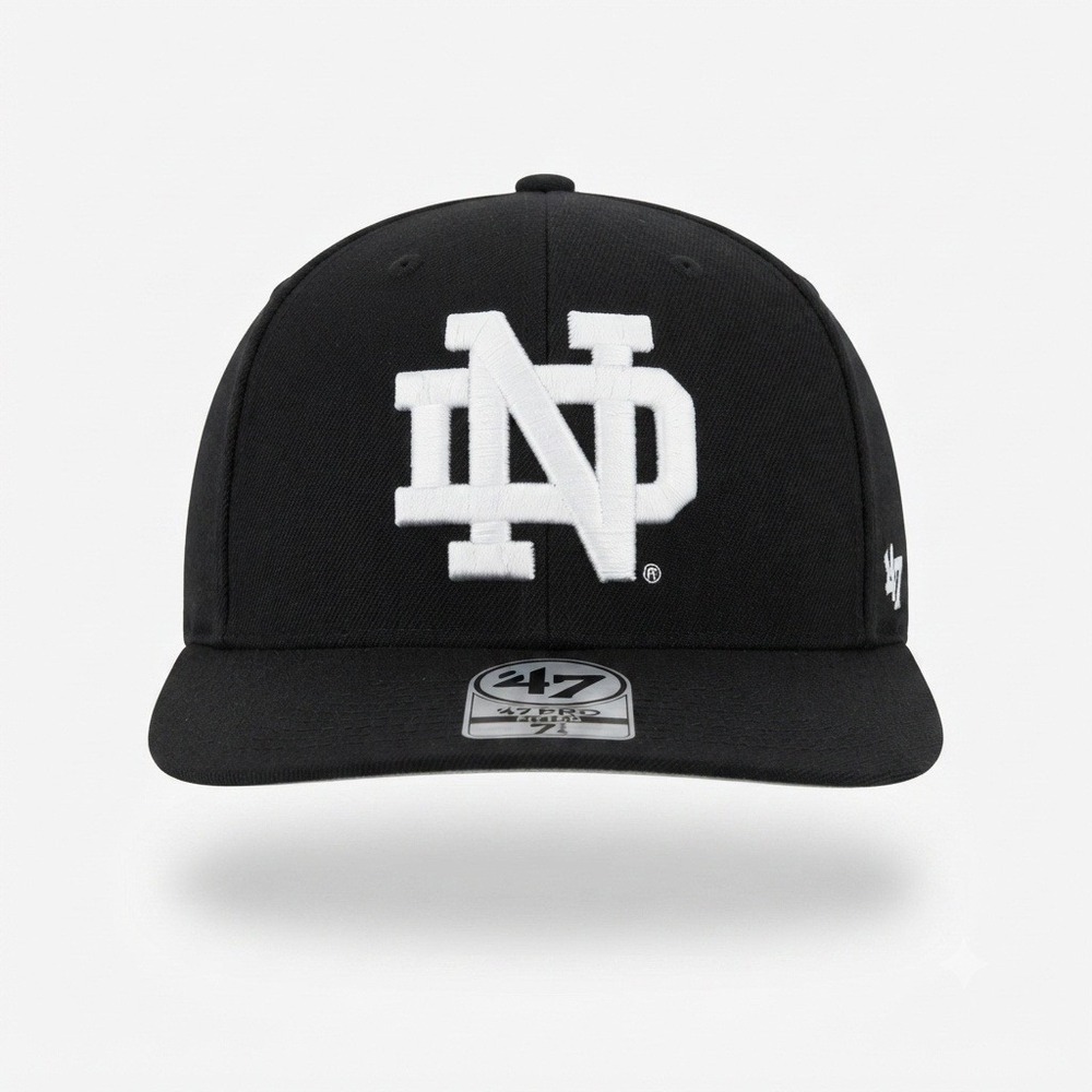 Notre Dame Fighting Irish '47 Pro Fitted Hat Men 7 1/4 Black Embroidered Cap NEW